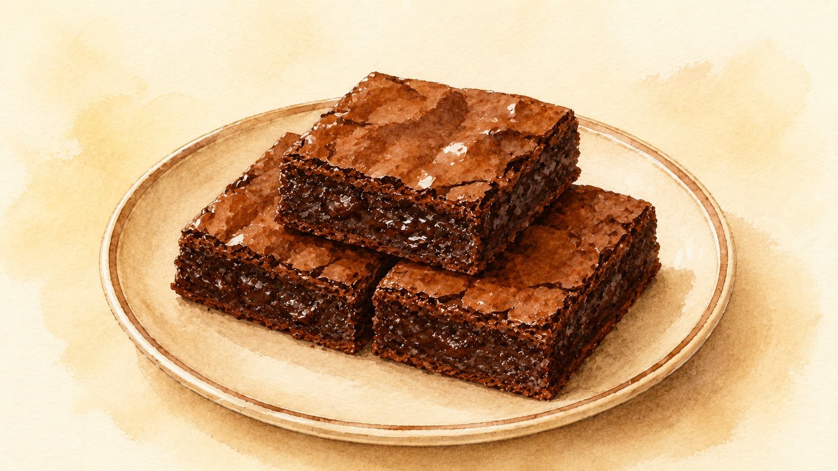 Rich, fudgy brownies with a shiny top and a dense interior.
