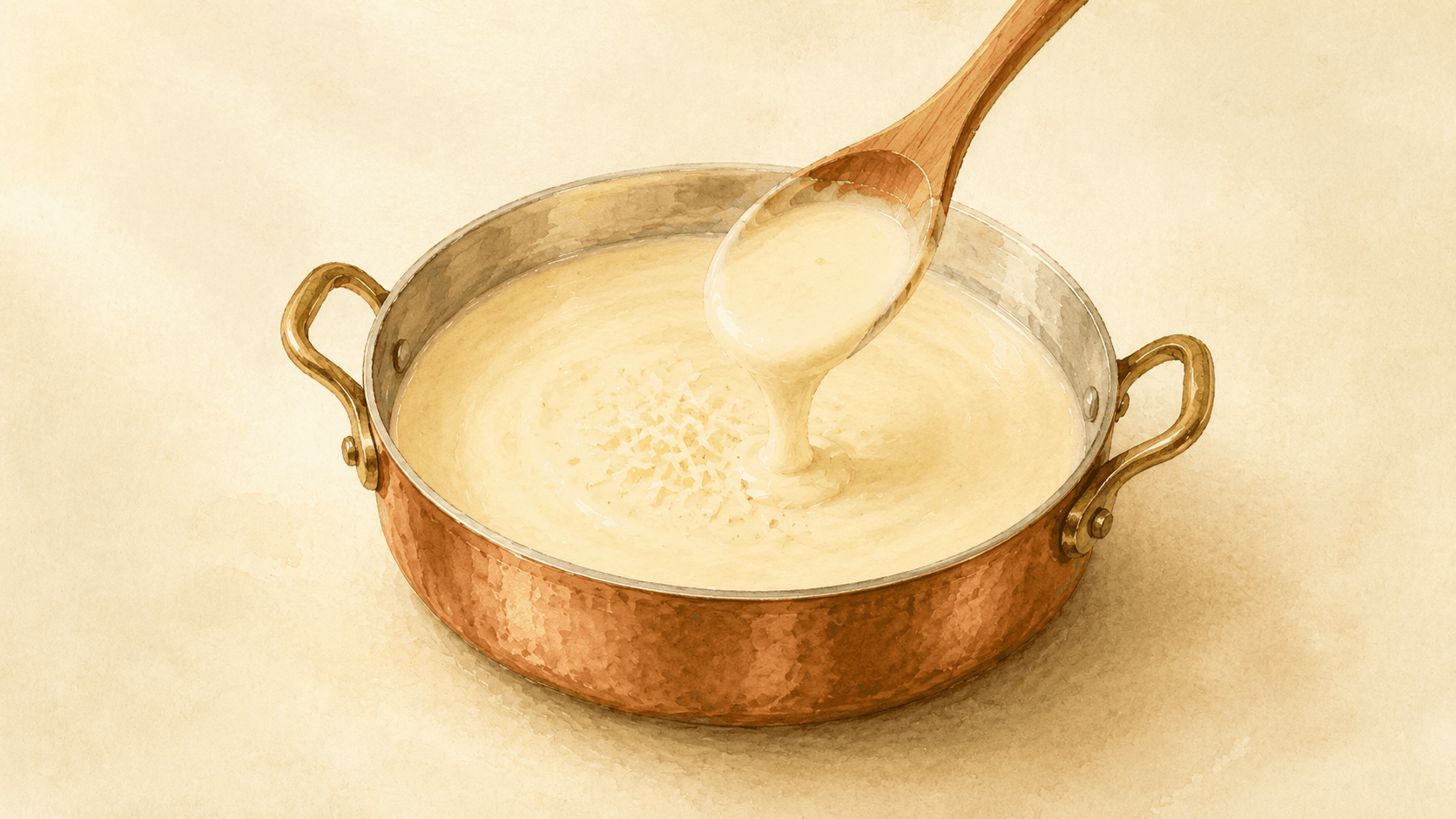 A pale yellow custard base being strained through a fine-mesh strainer into a glass measuring jug, smooth and glossy