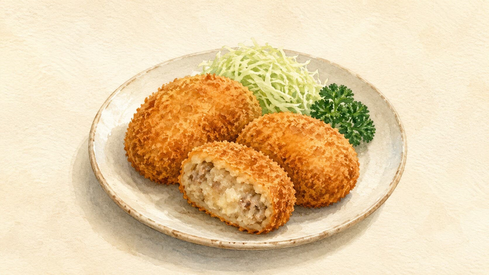 Two crisp panko cutlets served with a lemon wedge and garnished with parsley.