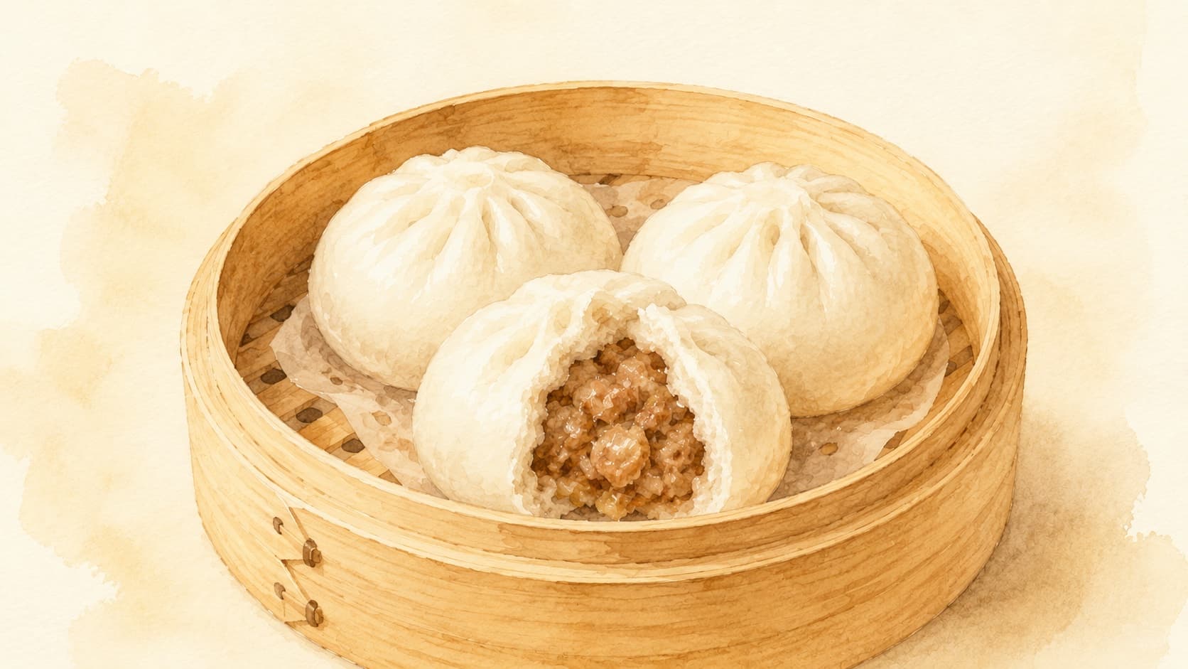 Fluffy, round buns filled with a rich, savory meat mixture.