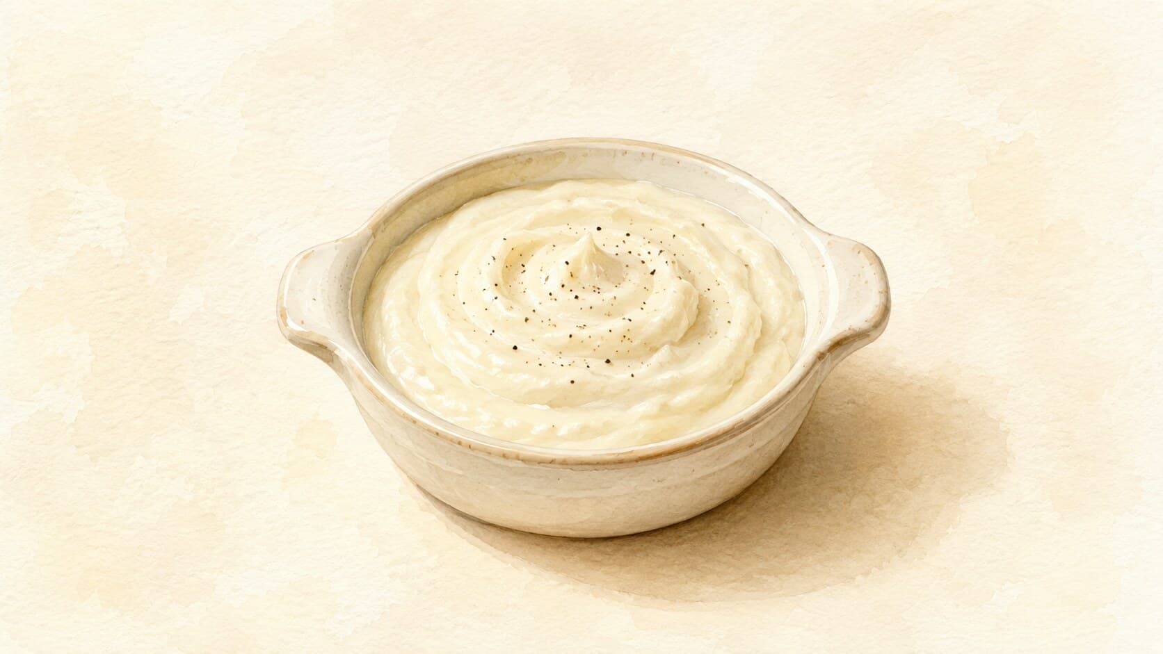 A beautifully presented serving of Pomme Purée in an elegant dish, showcasing its smooth texture.