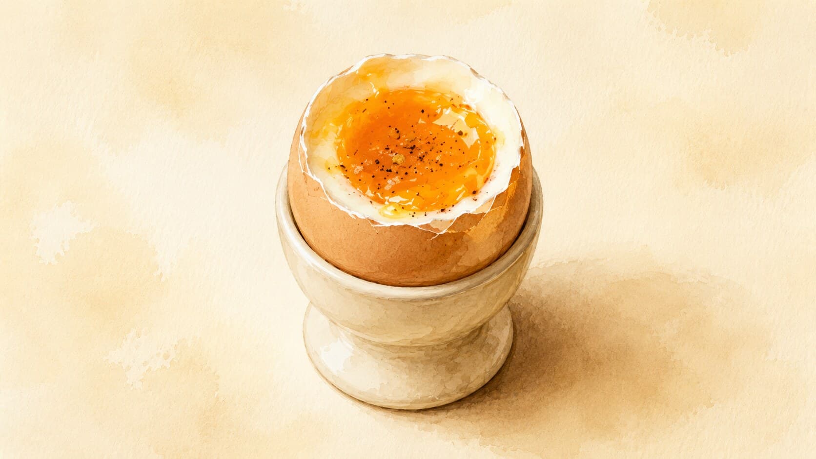 A beautifully styled soft-boiled egg on a plate, showcasing its creamy yolk.